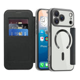 EIDERWOOD iPhone 17 Pro Flip Case with Transparent Back - MagSafe Compatible - Black