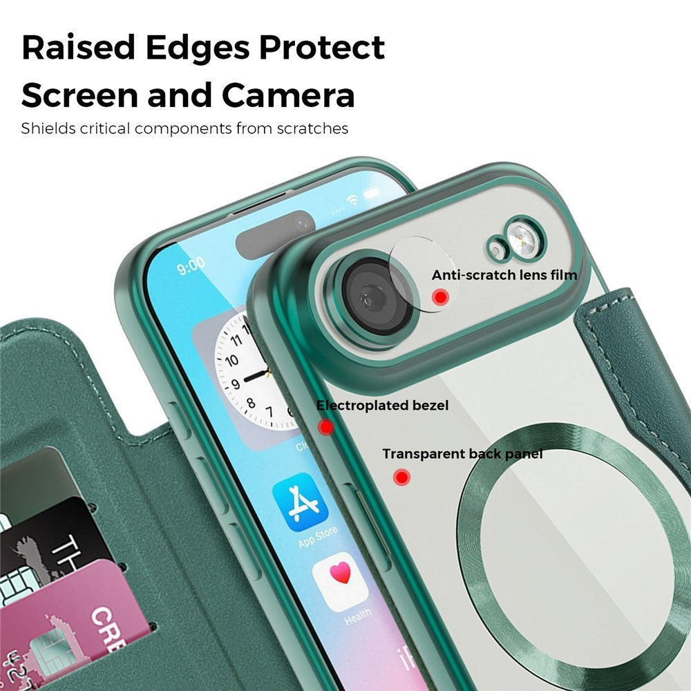 EIDERWOOD iPhone Air Flip Case with Transparent Back - MagSafe Compatible - Green