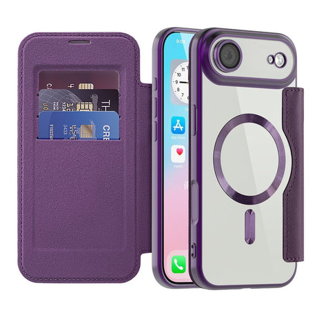 EIDERWOOD iPhone Air Flip Case with Transparent Back - MagSafe Compatible - Purple