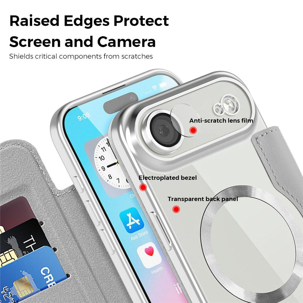 EIDERWOOD iPhone Air Flip Case with Transparent Back - MagSafe Compatible - Grey