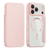 EIDERWOOD iPhone 17 Pro Max Flip Case with Transparent Back - MagSafe Compatible - Pink