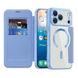 EIDERWOOD iPhone 17 Pro Max Flip Case with Transparent Back - MagSafe Compatible - Light Blue