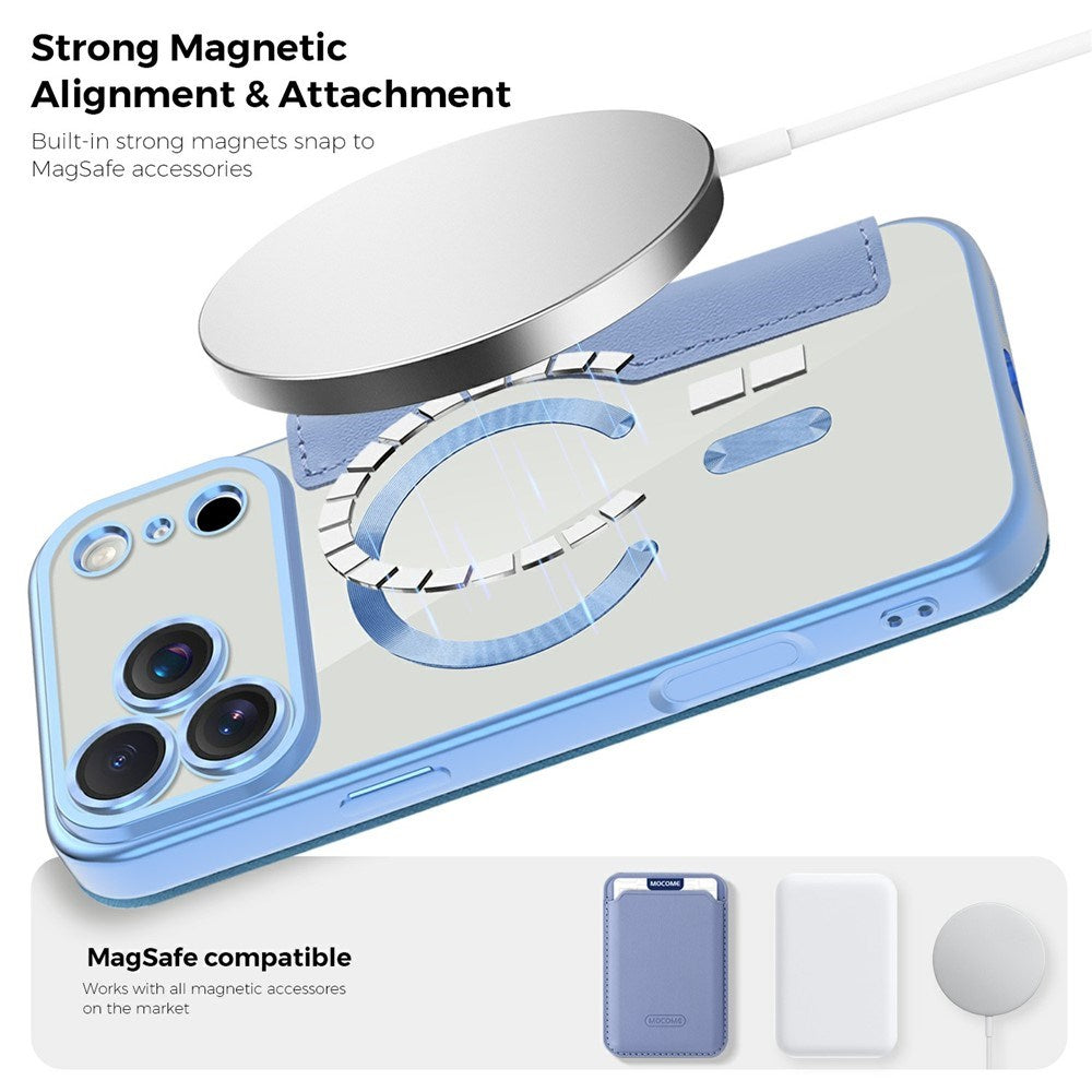 EIDERWOOD iPhone 17 Pro Max Flip Case with Transparent Back - MagSafe Compatible - Light Blue