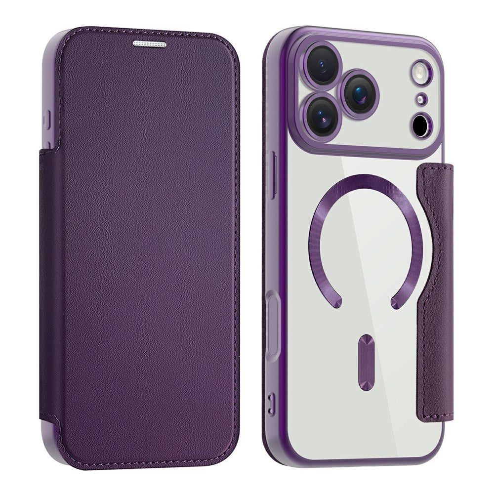 EIDERWOOD iPhone 17 Pro Max Flip Case with Transparent Back - MagSafe Compatible - Purple