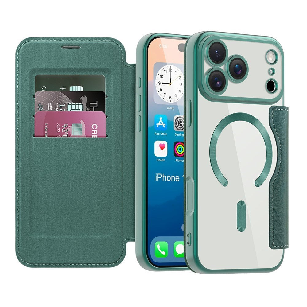EIDERWOOD iPhone 17 Pro Max Flip Case with Transparent Back - MagSafe Compatible - Green