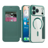 EIDERWOOD iPhone 17 Pro Max Flip Case with Transparent Back - MagSafe Compatible - Green