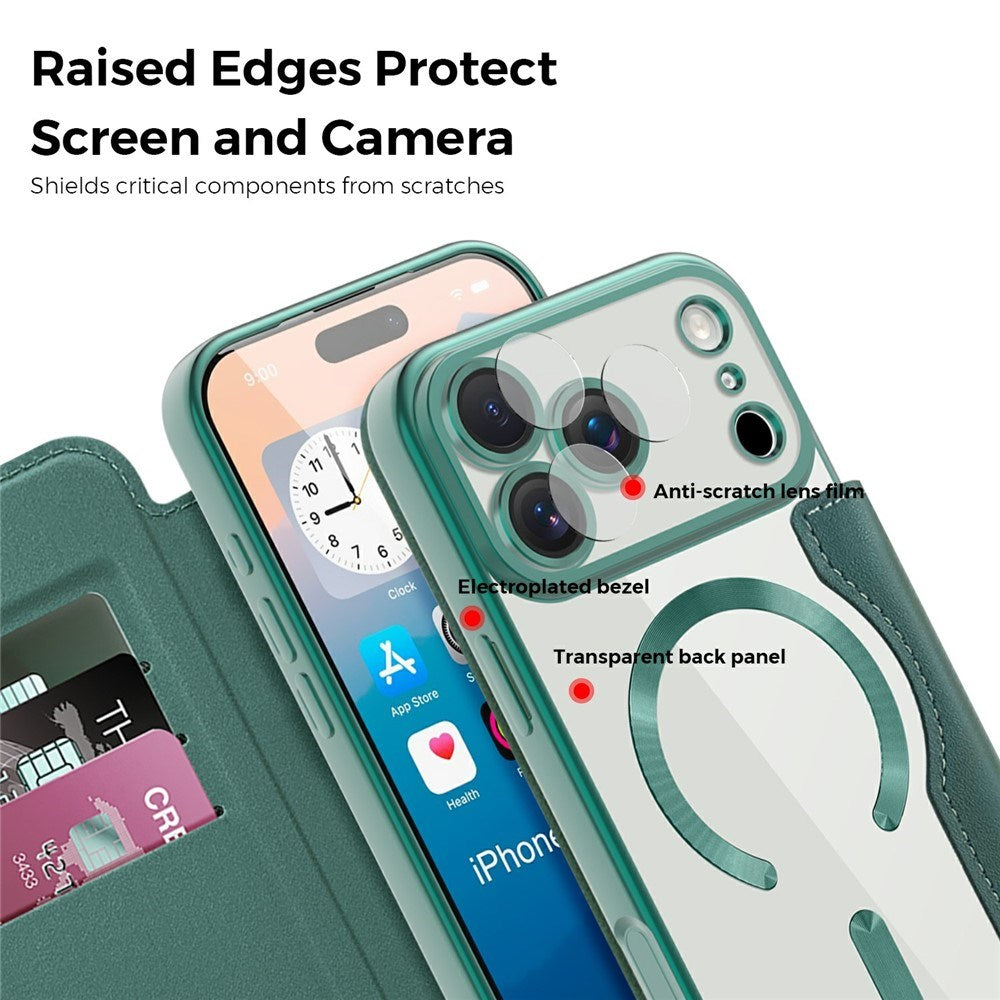 EIDERWOOD iPhone 17 Pro Max Flip Case with Transparent Back - MagSafe Compatible - Green