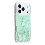 EIDERWOOD iPhone 17 Pro Flexible Plastic Case with Butterflies - Transparent / Green