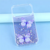EIDERWOOD iPhone 17 Pro Flexible Plastic Case with Butterflies - Transparent / Purple