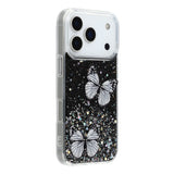 EIDERWOOD iPhone 17 Pro Flexible Plastic Case with Butterflies - Transparent / Black
