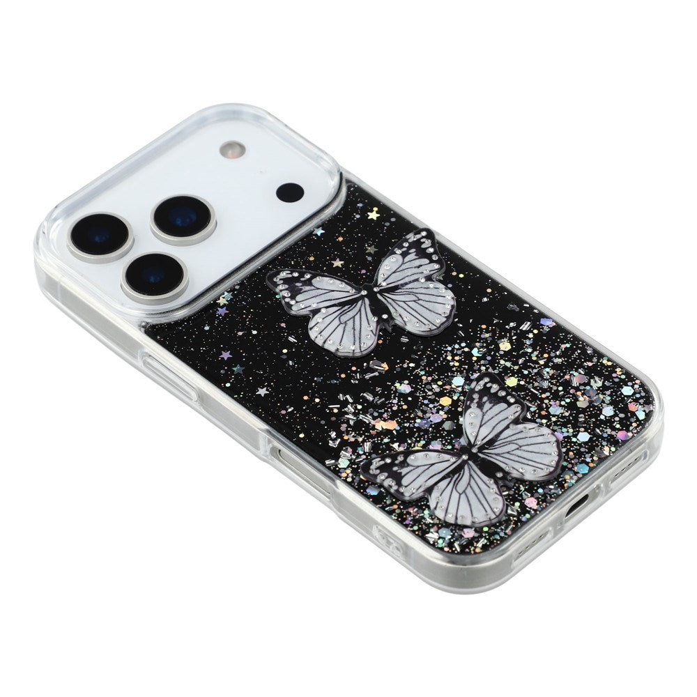 EIDERWOOD iPhone 17 Pro Max Flexible Plastic Case with Butterflies - Transparent / Black