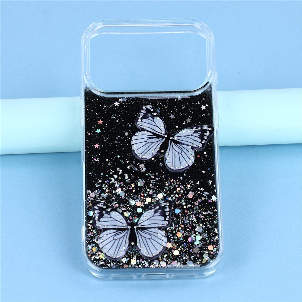 EIDERWOOD iPhone 17 Pro Max Flexible Plastic Case with Butterflies - Transparent / Black