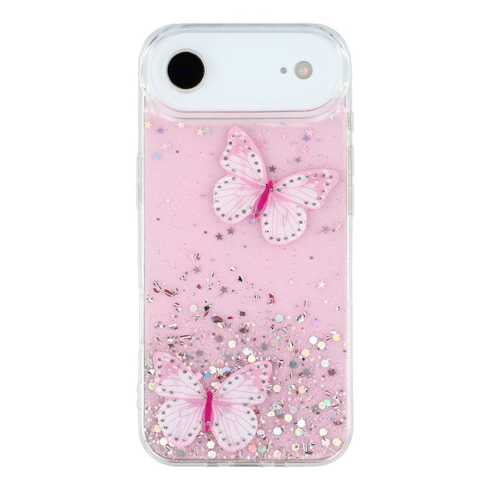 EIDERWOOD iPhone Air Flexible Plastic Case with Butterflies - Transparent / Pink
