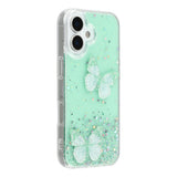 EIDERWOOD iPhone 17 Flexible Plastic Case with Butterflies - Transparent / Green
