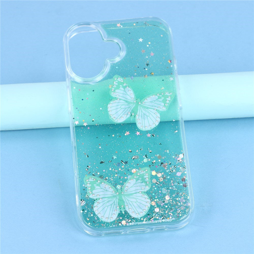 EIDERWOOD iPhone 17 Flexible Plastic Case with Butterflies - Transparent / Green