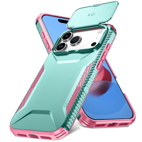 iPhone 18 Pro Max / 17 Pro Max EIDERWOOD Hybrid Plastic Case w. Cam Slider - Turquoise / Pink