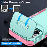 iPhone 18 Pro / 17 Pro EIDERWOOD Hybrid Plastic Case w. Cam Slider - Turquoise / Pink