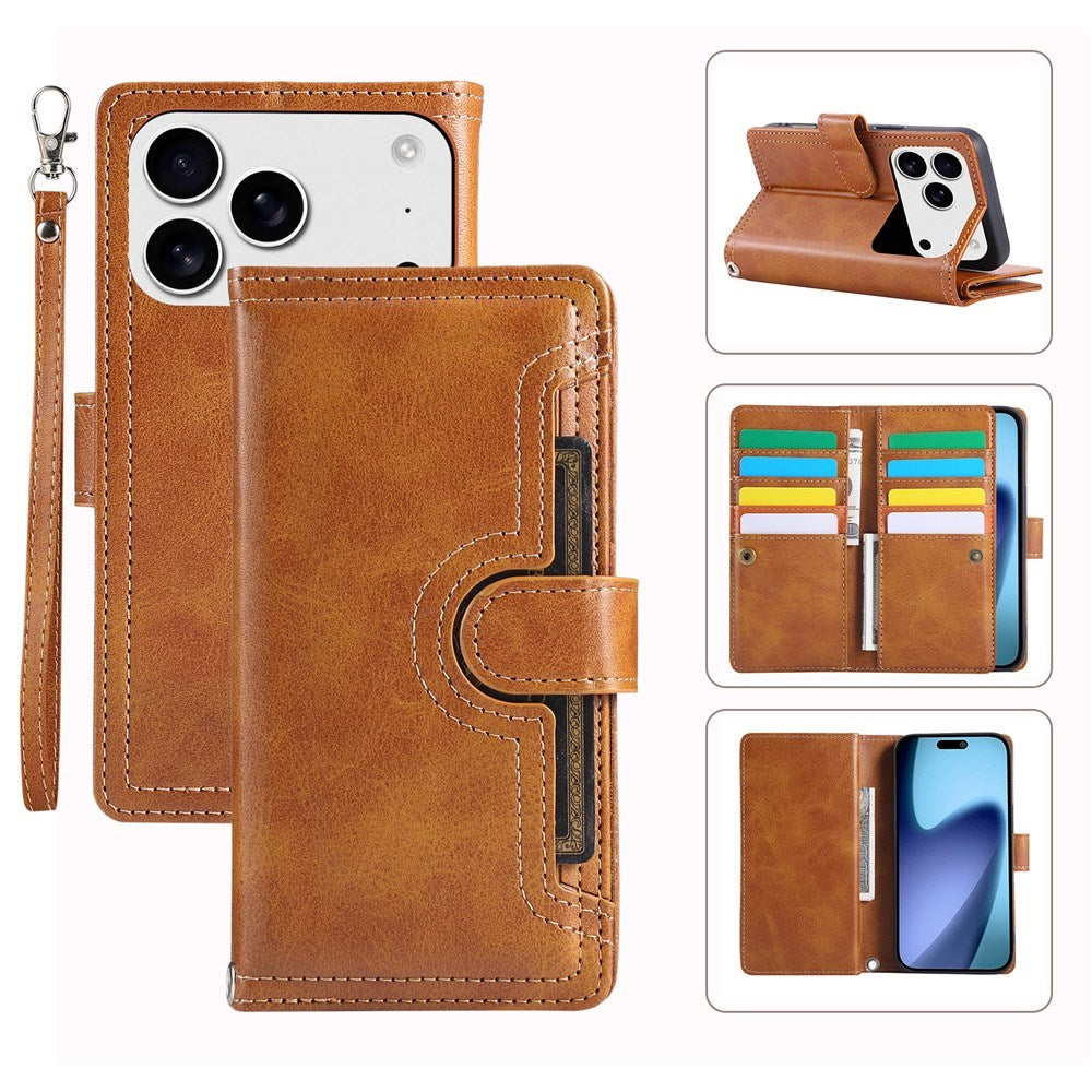 iPhone 18 Pro / 17 Pro EIDERWOOD Faux Leather Flip Case with Wallet - Light Brown