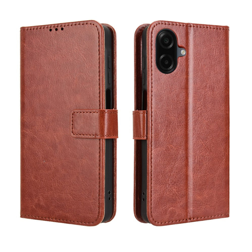 EIDERWOOD Samsung Galaxy A07 Faux Leather Flip Case with Strap - Brown