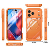 iPhone 18 Pro / 17 Pro Hybrid Plastic Case with Built-In Screen Protector - MagSafe Compatible - Transparent / Orange