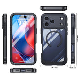 iPhone 18 Pro Max / 17 Pro Max Hybrid Plastic Case with Built-In Screen Protector - MagSafe Compatible - Transparent / Black
