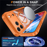 iPhone 18 Pro Max / 17 Pro Max Hybrid Plastic Case with Built-In Screen Protector - MagSafe Compatible - Transparent / Orange