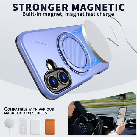 EIDERWOOD iPhone 17 Case with Rotating Kickstand - MagSafe Compatible - Purple