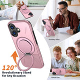 vEIDERWOOD iPhone 17 Case with Rotating Kickstand - MagSafe Compatible - Pink