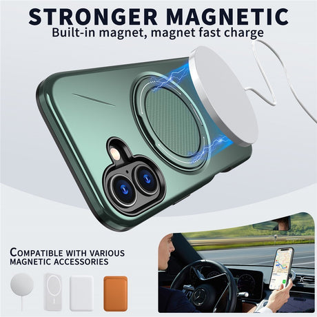 EIDERWOOD iPhone 17 Case with Rotating Kickstand - MagSafe Compatible - Green