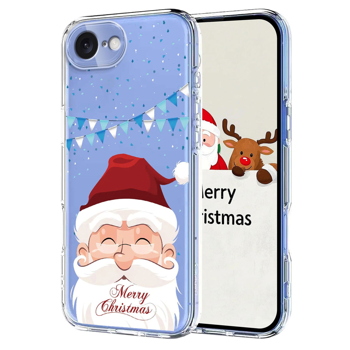 EIDERWOOD iPhone 16e Flexible Plastic Christmas Case with Motif - Transparent / Santa Claus