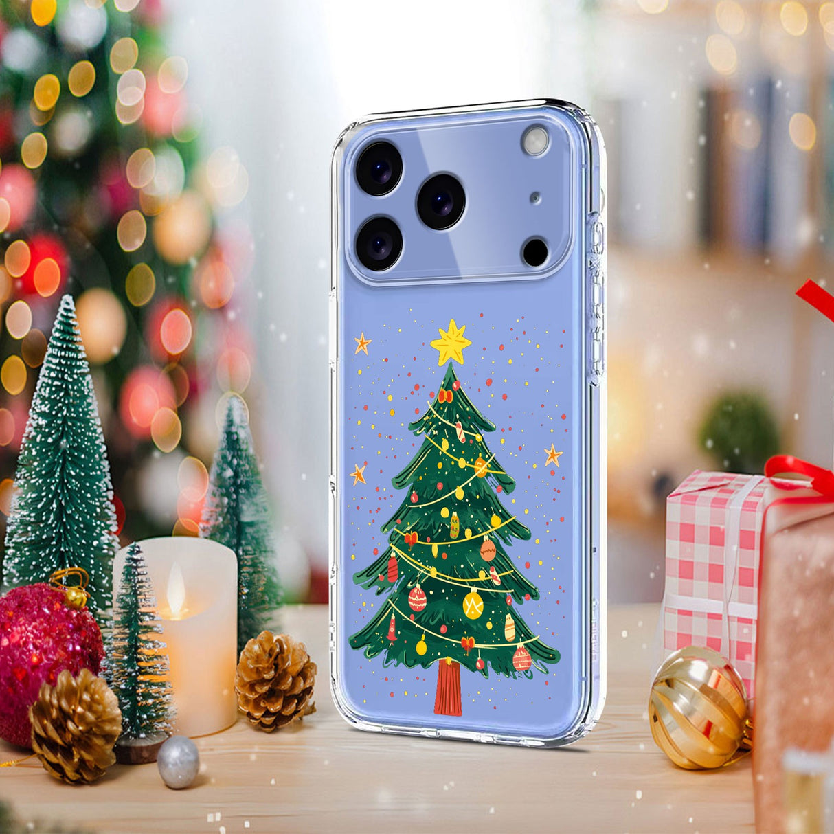 EIDERWOOD iPhone 17 Pro Flexible Plastic Christmas Case with Motif - Transparent / Christmas Tree