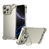 iPhone 16 Pro Two-Piece Metal Bumper Case with Stand & Lens Protector - Titanium