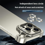 iPhone 16 Pro Two-Piece Metal Bumper Case with Stand & Lens Protector - Titanium