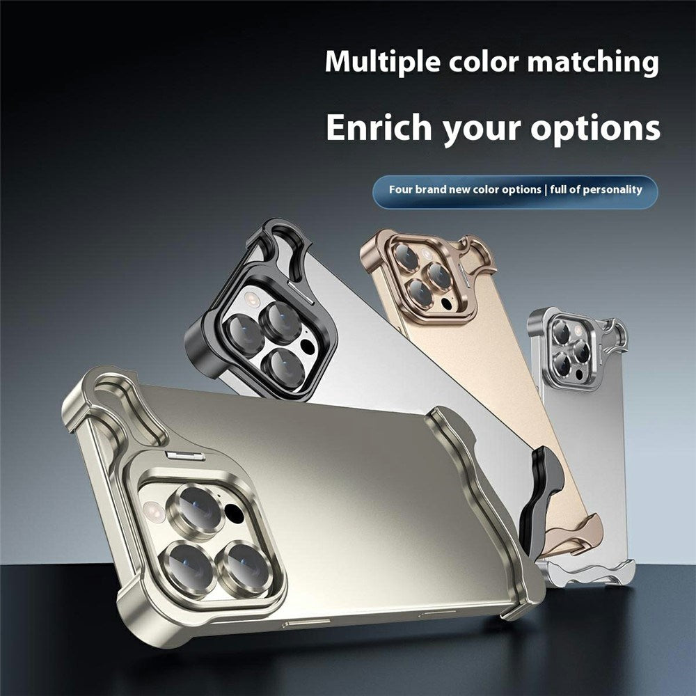 iPhone 16 Pro Two-Piece Metal Bumper Case with Stand & Lens Protector - Titanium