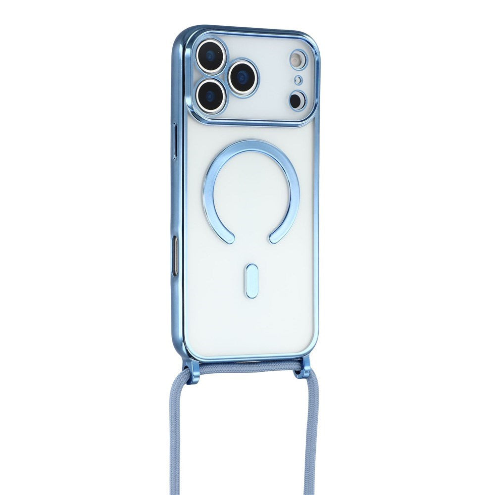 EIDERWOOD iPhone 17 Pro Flexible Plastic Case with Adjustable Strap - MagSafe Compatible - Transparent / Blue