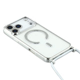 EIDERWOOD iPhone 17 Pro Flexible Plastic Case with Adjustable Strap - MagSafe Compatible - Transparent / Silver