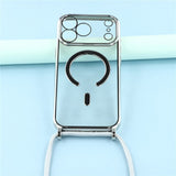 EIDERWOOD iPhone 17 Pro Flexible Plastic Case with Adjustable Strap - MagSafe Compatible - Transparent / Silver