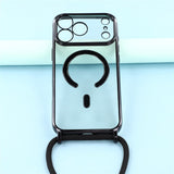 EIDERWOOD iPhone 17 Pro Flexible Plastic Case with Adjustable Strap - MagSafe Compatible - Transparent / Black