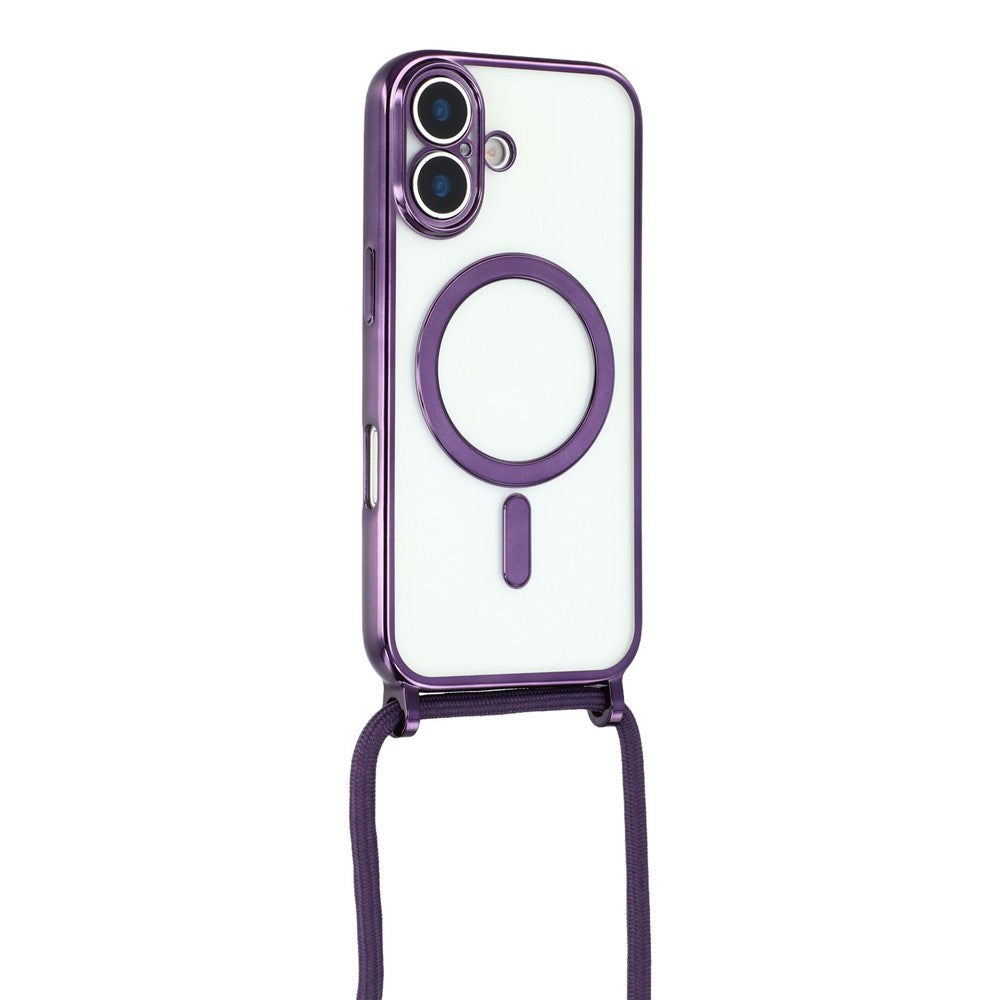 EIDERWOOD iPhone 17 Flexible Plastic Case with Adjustable Strap - MagSafe Compatible - Transparent / Purple