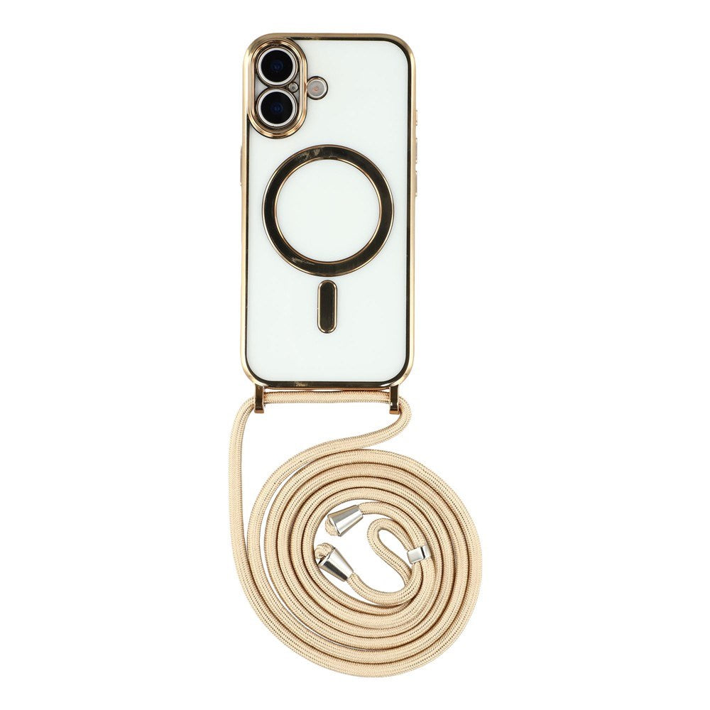 EIDERWOOD iPhone 17 Flexible Plastic Case with Adjustable Strap - MagSafe Compatible - Transparent / Gold