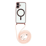 EIDERWOOD iPhone 17 Flexible Plastic Case with Adjustable Strap - MagSafe Compatible - Transparent / Pink