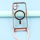 EIDERWOOD iPhone 17 Flexible Plastic Case with Adjustable Strap - MagSafe Compatible - Transparent / Pink