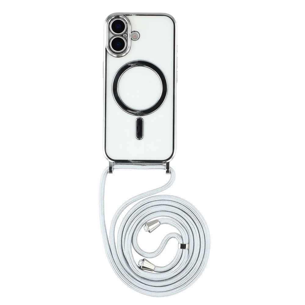 EIDERWOOD iPhone 17 Flexible Plastic Case with Adjustable Strap - MagSafe Compatible - Transparent / Silver