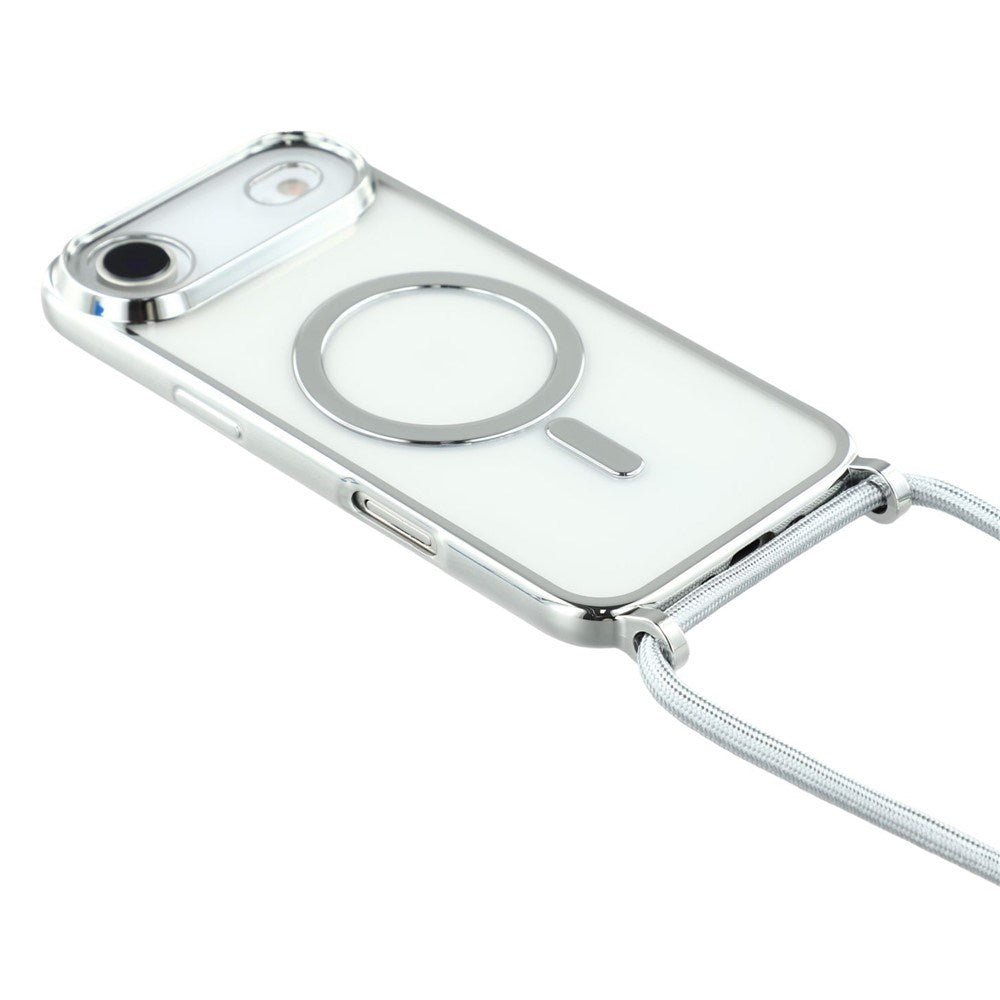 EIDERWOOD iPhone Air Flexible Plastic Case with Adjustable Strap - MagSafe Compatible - Transparent / Silver