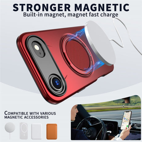 EIDERWOOD iPhone Air Case with Rotating Kickstand - MagSafe Compatible - Red