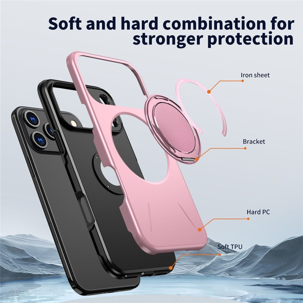 EIDERWOOD iPhone 17 Pro Case with Rotating Kickstand - MagSafe Compatible - Pink