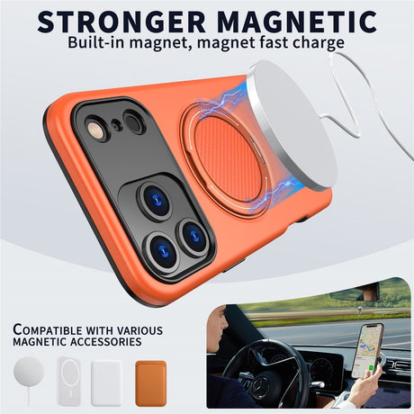 EIDERWOOD iPhone 17 Pro Max Case with Rotating Kickstand - MagSafe Compatible - Orange