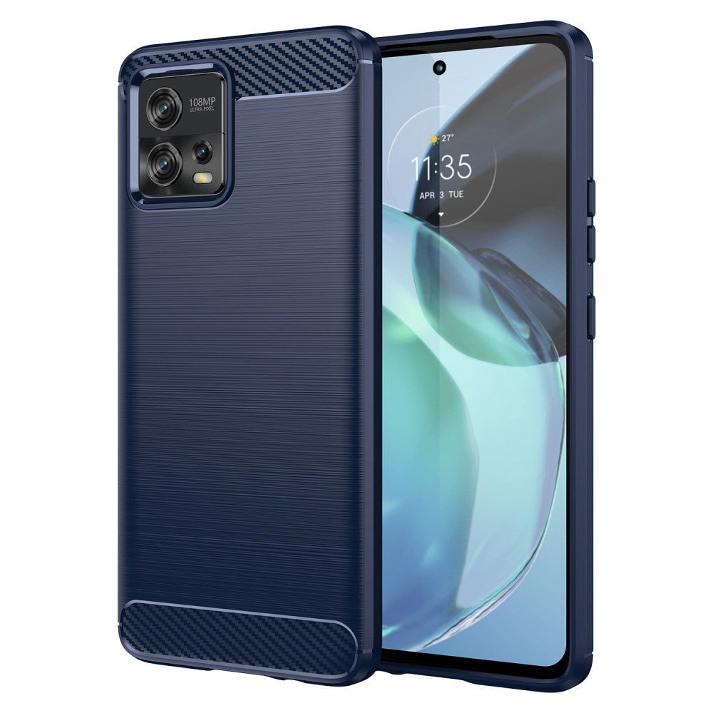 Motorola G72 Brushed Carbon Case - Blue