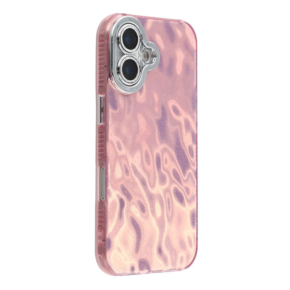 EIDERWOOD iPhone 17 Hybrid Plastic Case with Built-in Camera Lens Protection - Wrinkled Pattern / Pink