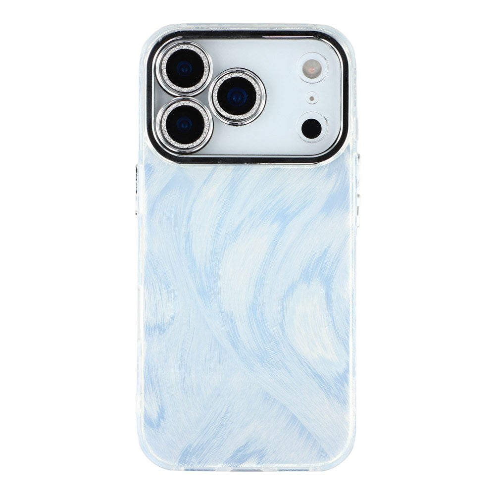 EIDERWOOD iPhone 17 Pro Hybrid Plastic Case with Built-in Camera Lens Protection - Brush Stroke Pattern / Silver